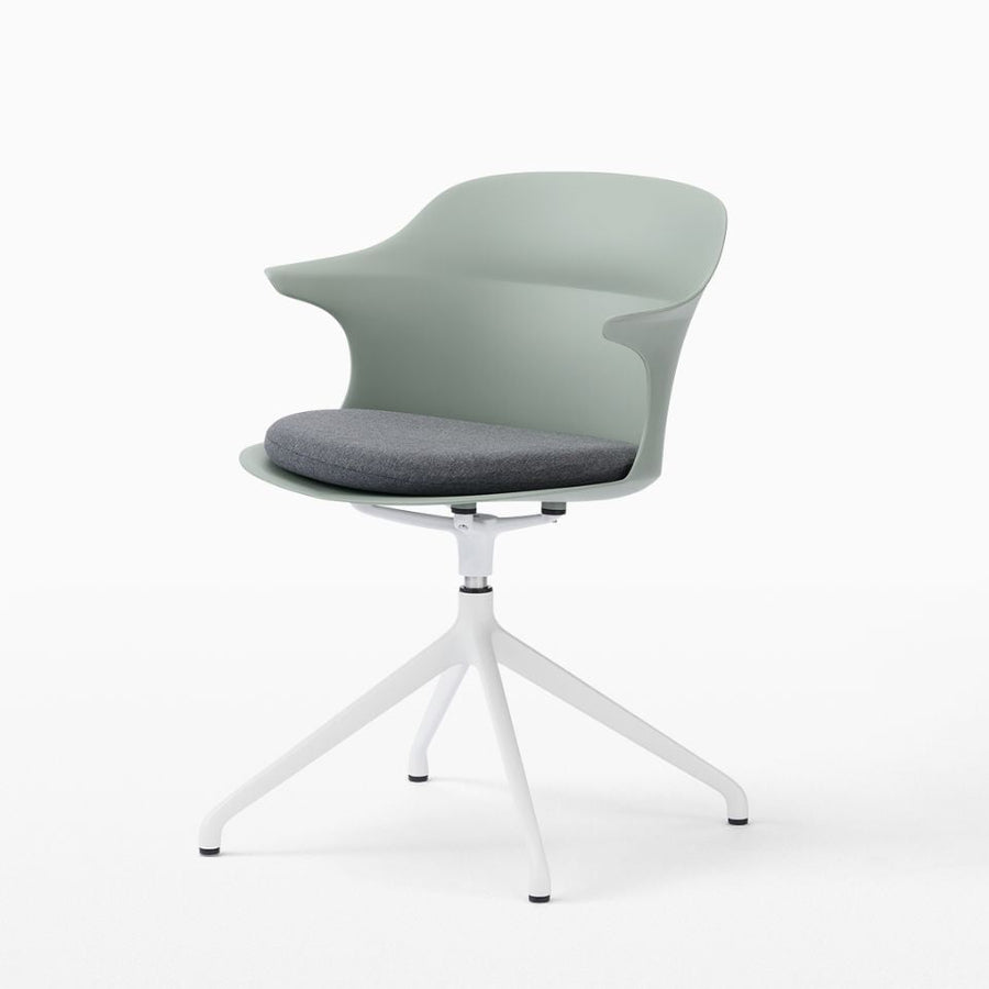 Smooth Round Chair With Arms White Legs スムースラウンドチェア アーム付 ホワイト脚