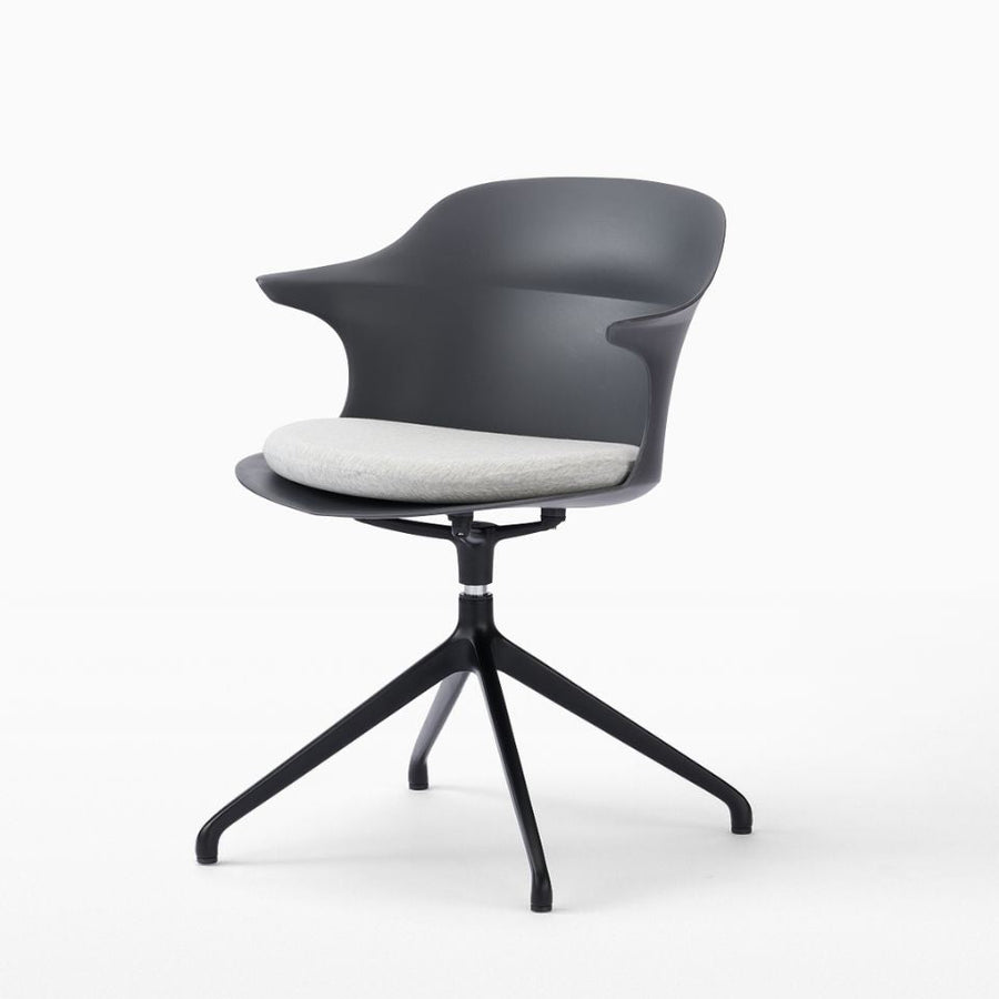 Smooth Round Chair With Arms Black Legs スムースラウンドチェア アーム付 ブラック脚