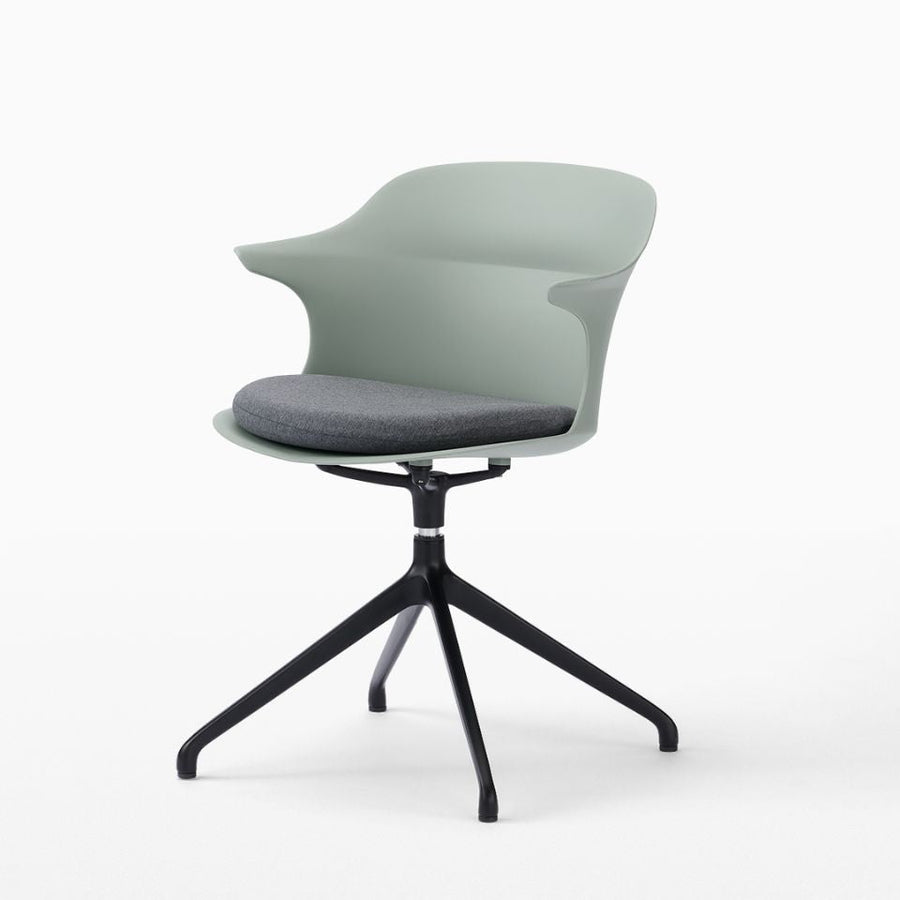 Smooth Round Chair With Arms Black Legs スムースラウンドチェア アーム付 ブラック脚