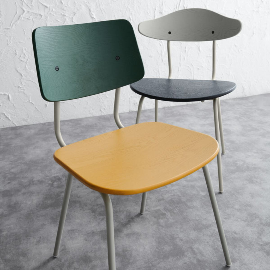 KUUM Chair shikaku Green x Mustard Yellow x Gray White Steel Frame クーム チェア シカク
