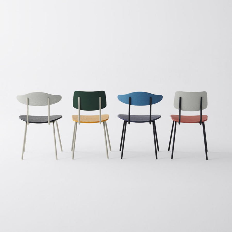 KUUM Chair shikaku Gray x Pink x Black Steel Frame クーム チェア シカク