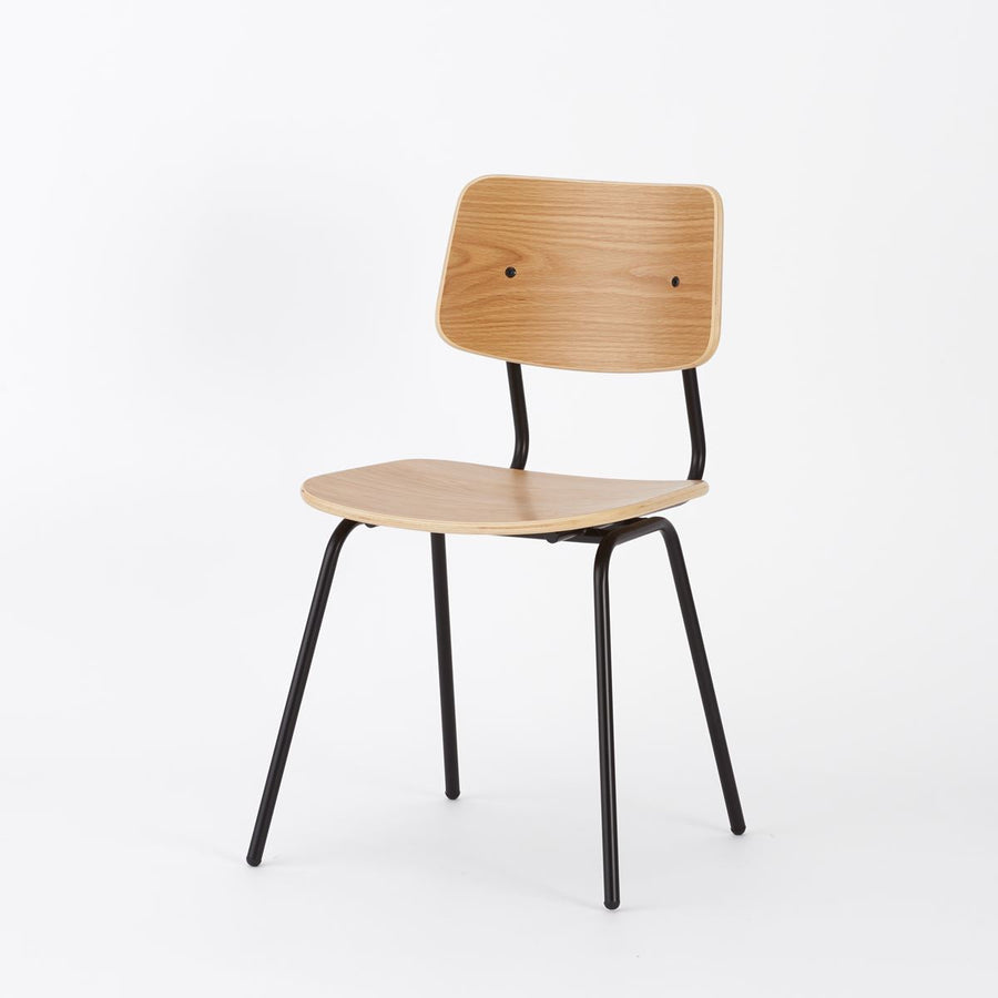 KUUM Chair shikaku Black Steel Frame Wooden Back クーム チェア シカク