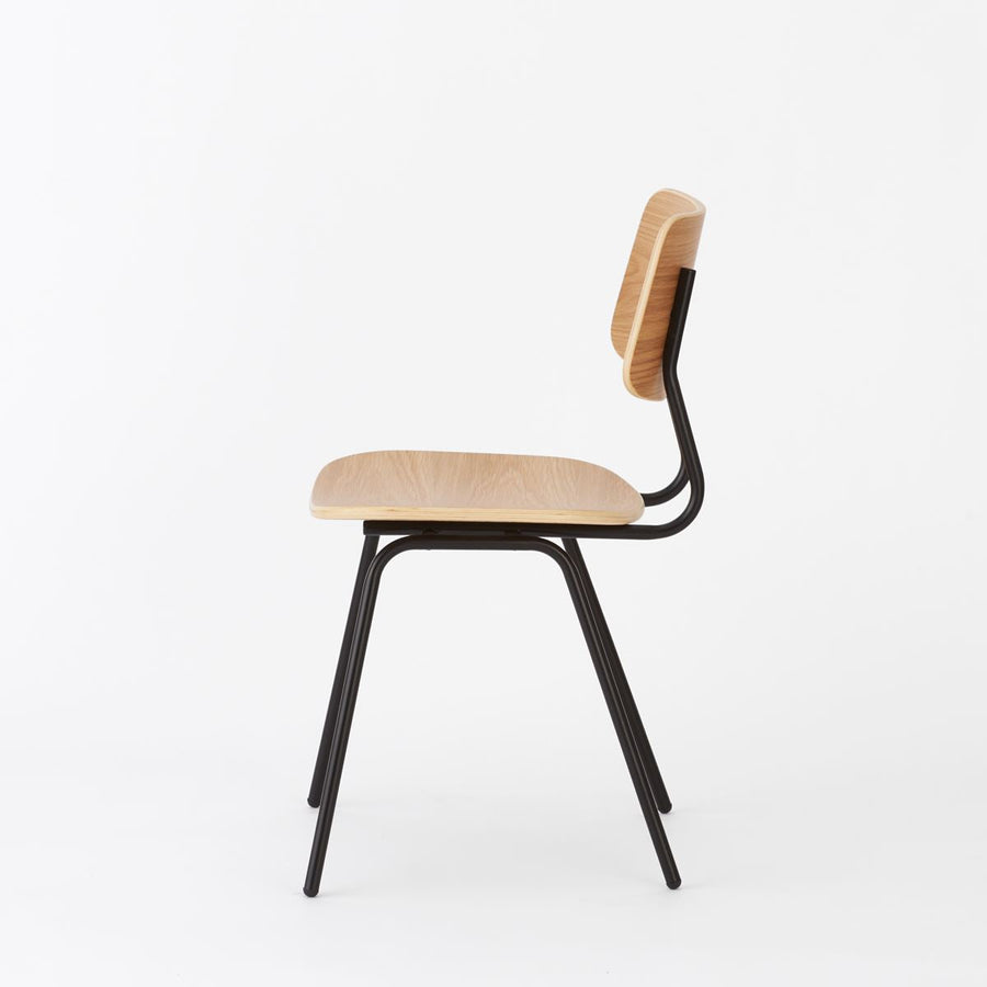KUUM Chair shikaku Black Steel Frame Wooden Back クーム チェア シカク
