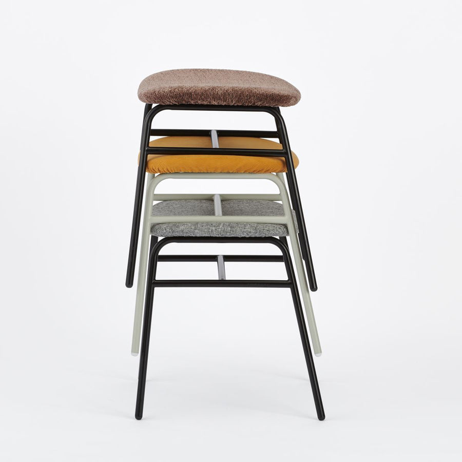 KUUM Stool shikaku Gray White Steel Frame Cushion クーム スツール シカク