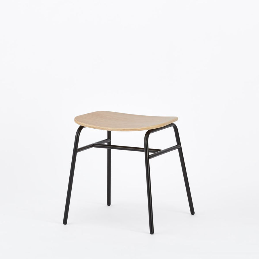 KUUM Stool shikaku Black Steel Frame Wooden Seat クーム スツール シカク
