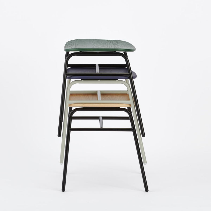 KUUM Stool shikaku Black Steel Frame Wooden Seat クーム スツール シカク