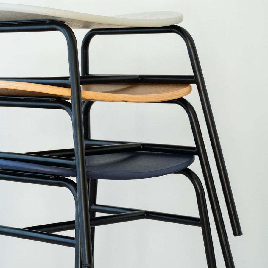 KUUM Stool shikaku Black Steel Frame Colored Wooden Seat クーム スツール シカク