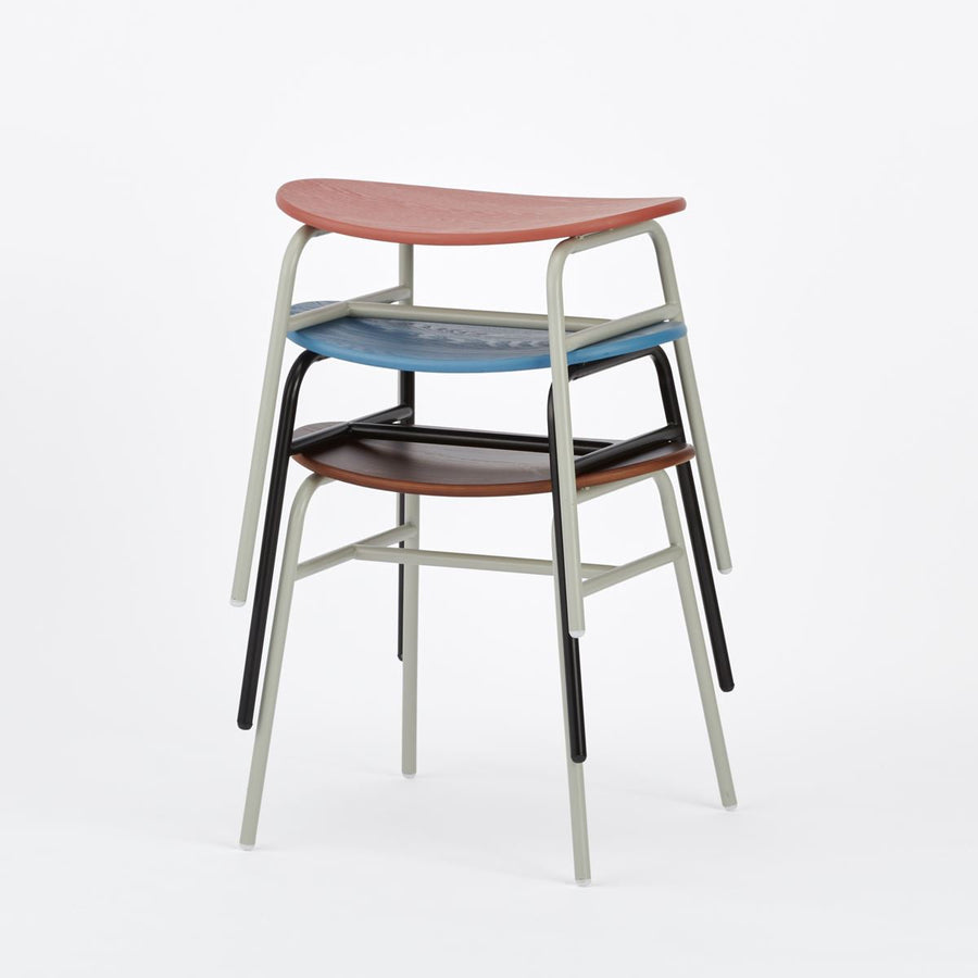 KUUM Stool kinoco Gray White Steel Frame Colored Wooden Seat クーム スツール キノコ