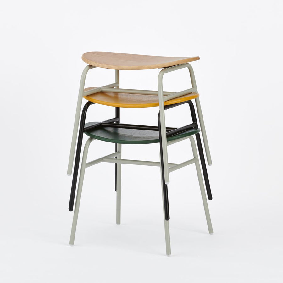 KUUM Stool kinoco Gray White Steel Frame Colored Wooden Seat クーム スツール キノコ
