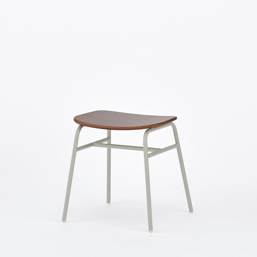 KUUM Stool shikaku Gray White Steel Frame Wooden Seat クーム スツール シカク
