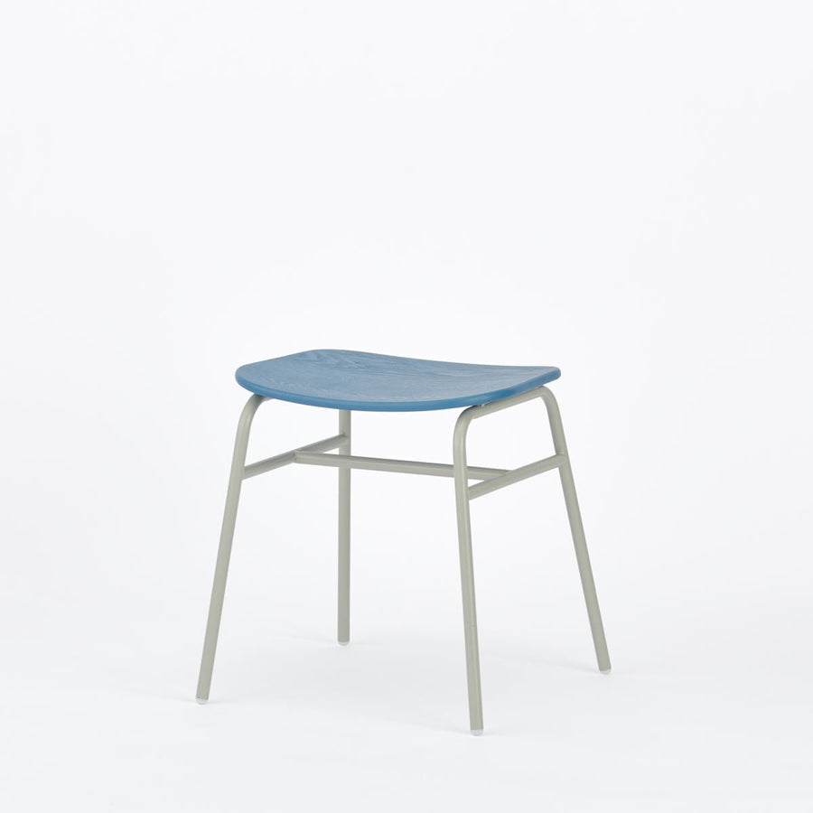KUUM Stool shikaku Gray White Steel Frame Colored Wooden Seat クーム スツール シカク