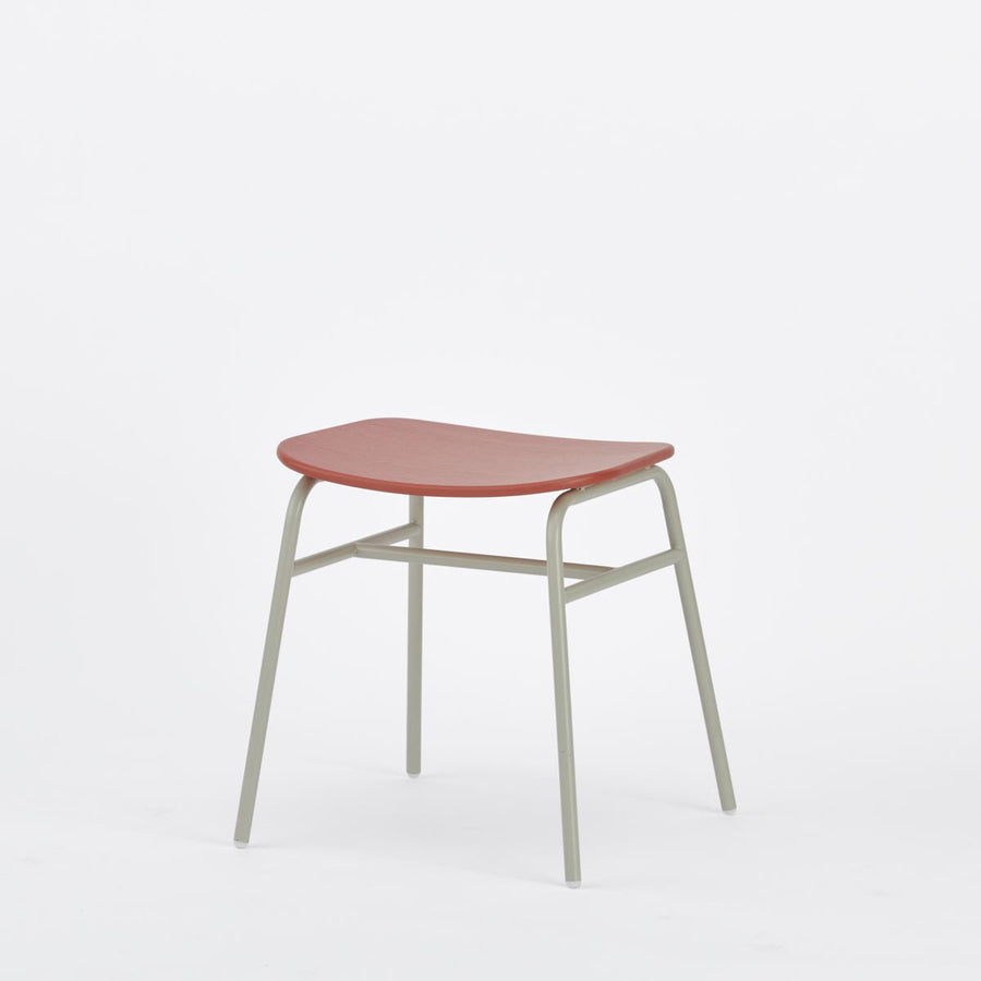 KUUM Stool shikaku Gray White Steel Frame Colored Wooden Seat クーム スツール シカク