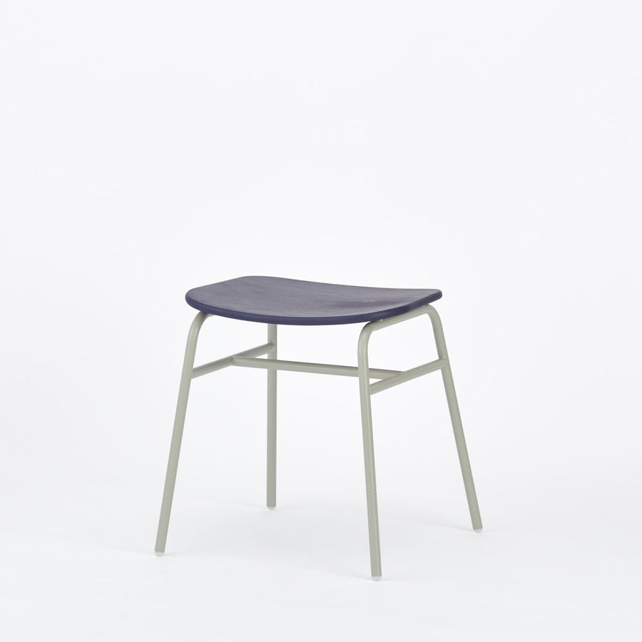 KUUM Stool shikaku Gray White Steel Frame Colored Wooden Seat クーム スツール シカク