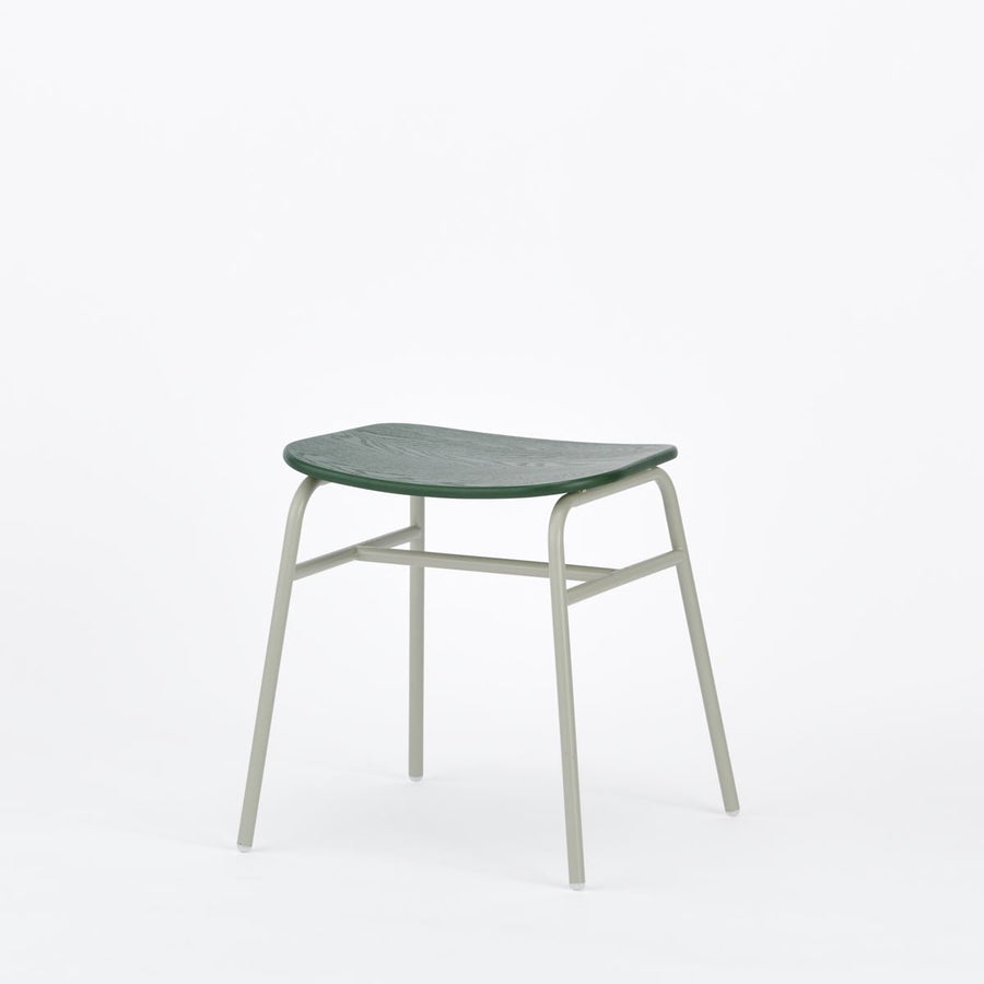 KUUM Stool shikaku Gray White Steel Frame Colored Wooden Seat クーム スツール シカク