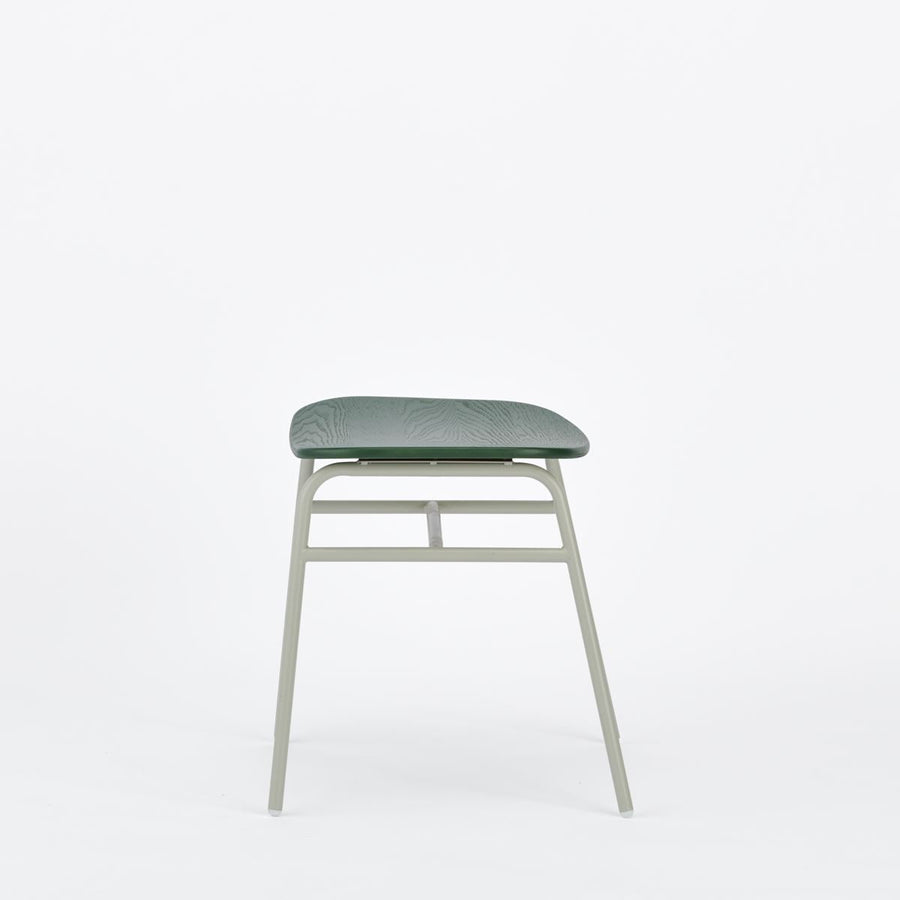 KUUM Stool shikaku Gray White Steel Frame Colored Wooden Seat クーム スツール シカク