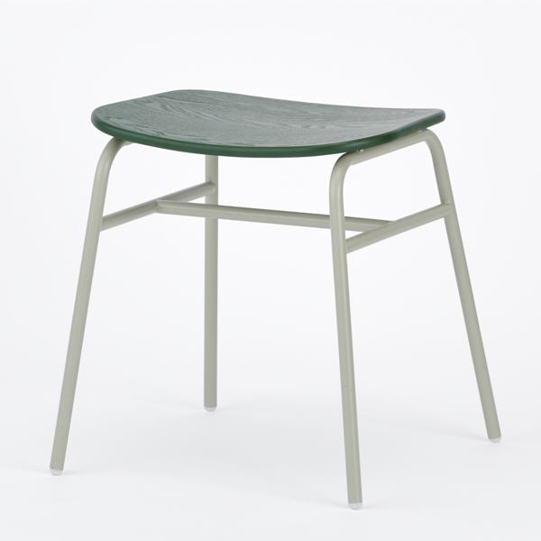 KUUM Stool shikaku Gray White Steel Frame Colored Wooden Seat クーム スツール シカク