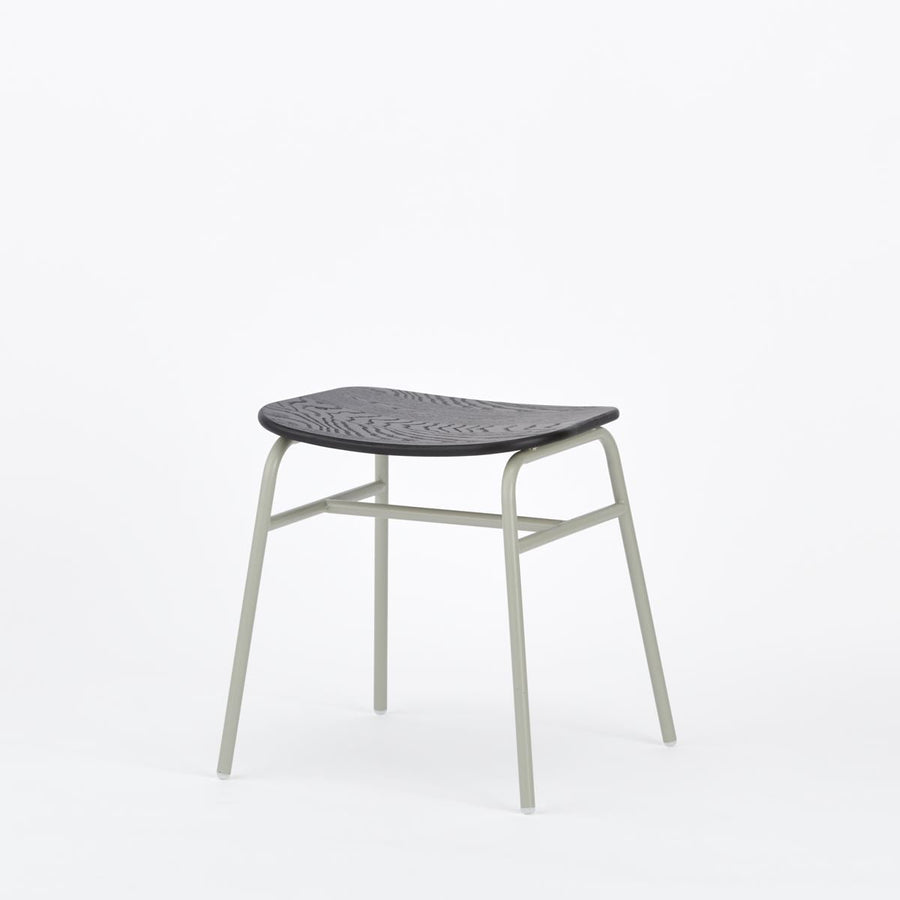KUUM Stool shikaku Gray White Steel Frame Colored Wooden Seat クーム スツール シカク