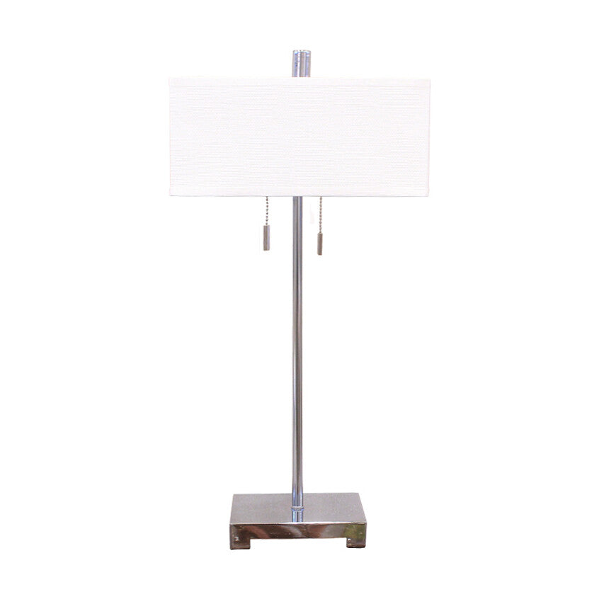 Simple white square shade table lamp