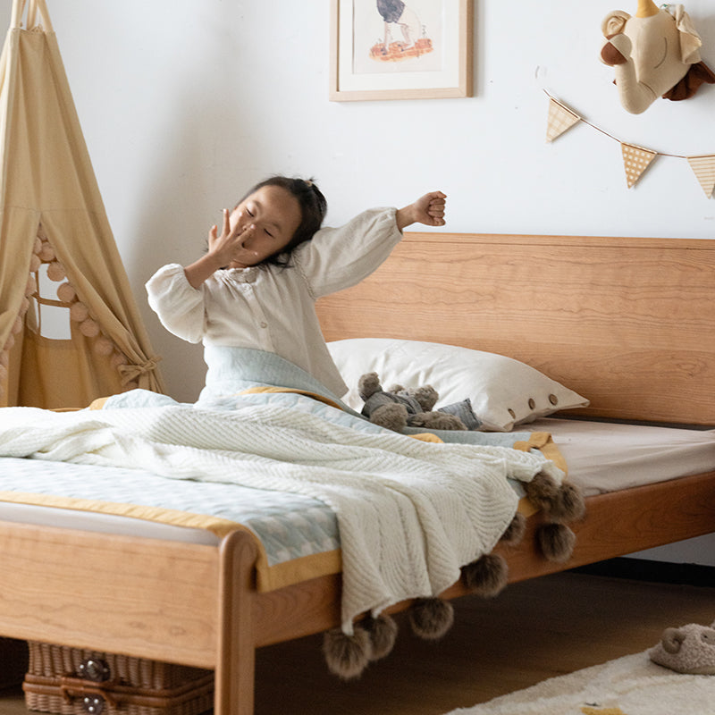 Cherry wood simple wooden bed for kids