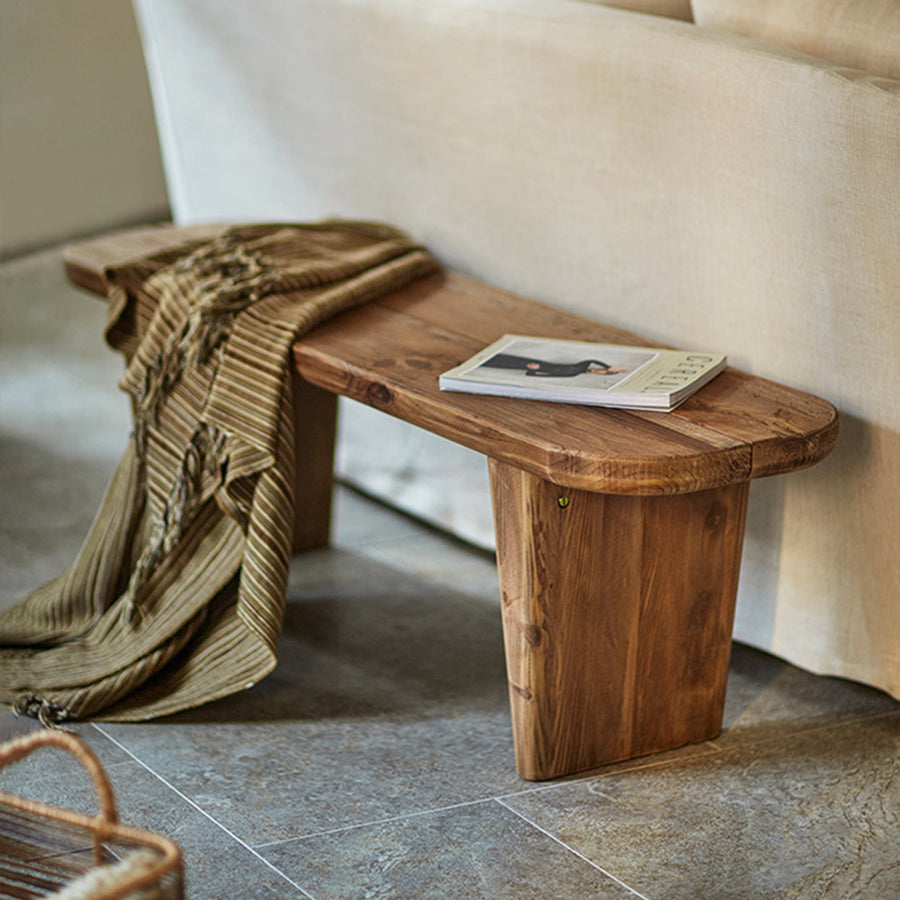 Natural style wood long bench