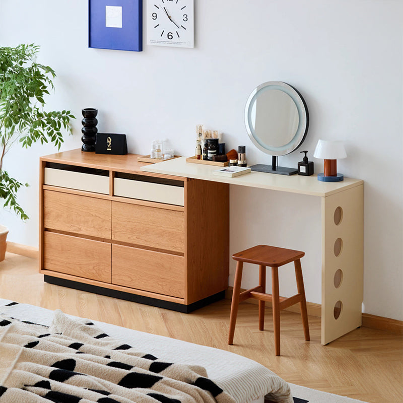 Cherry wood, extendable dresser with wooden chest