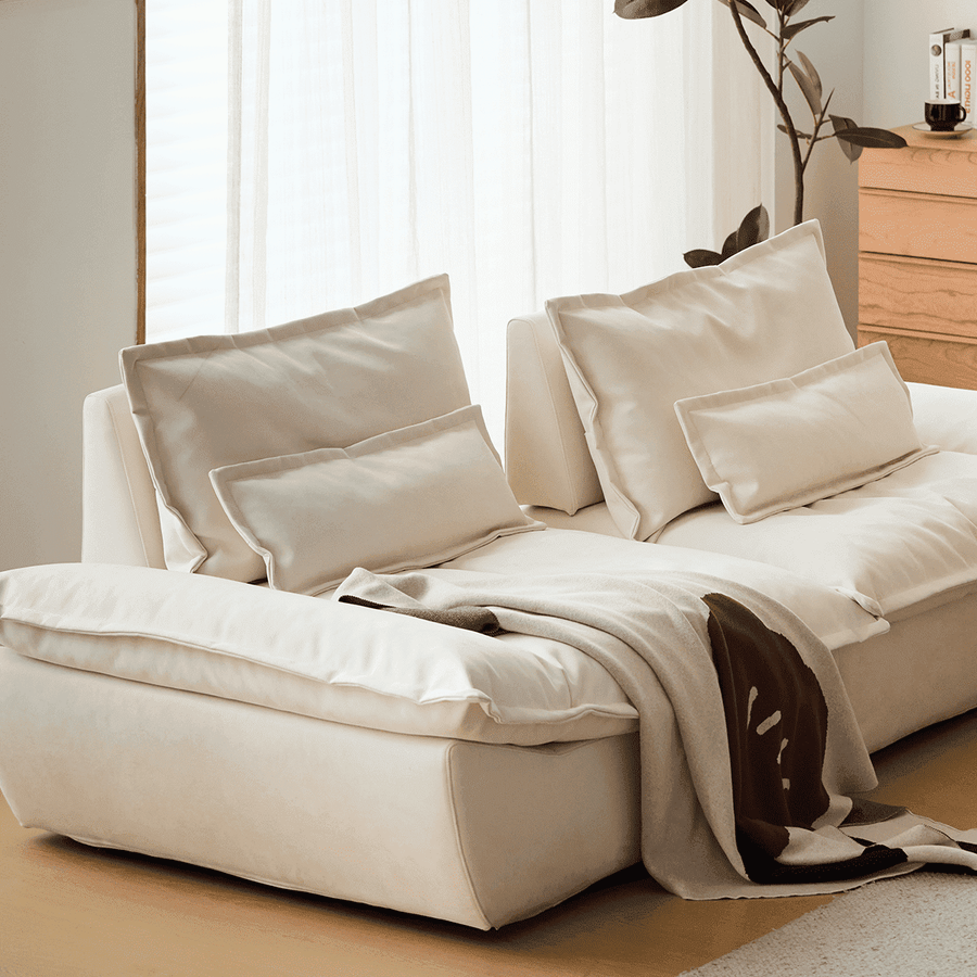Scandinavian style wide cushion sofa