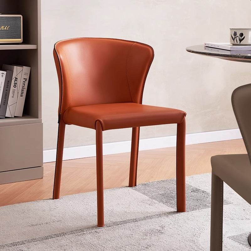 Shell Design Saddle Leather Chair