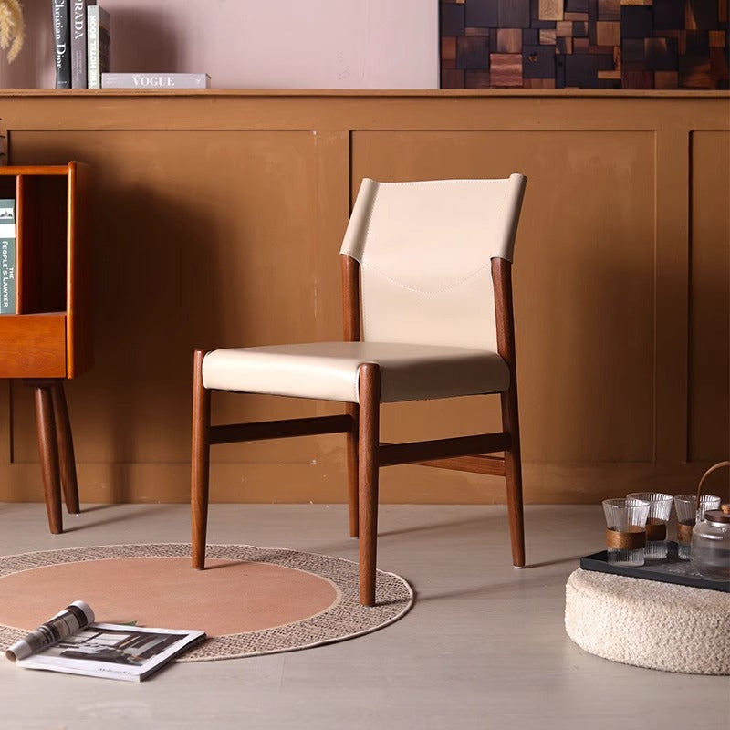White Ash Saddle Leather Dining Chair