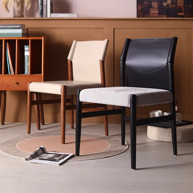 White Ash Saddle Leather Dining Chair
