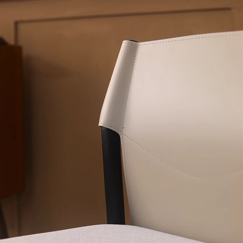 White Ash Saddle Leather Dining Chair