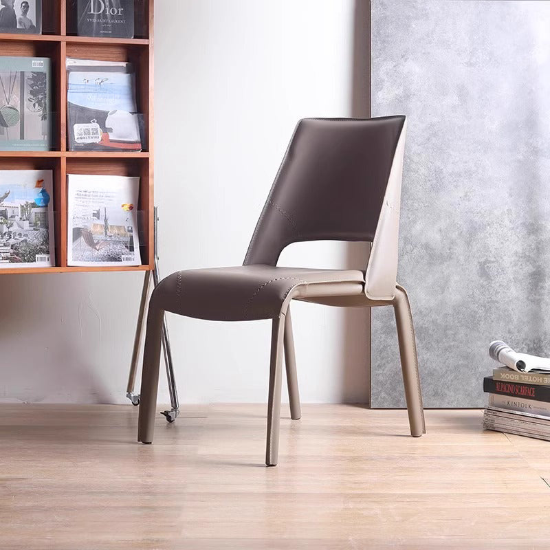 Leather-look high-back dining chair