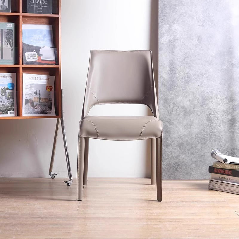 Leather-look high-back dining chair