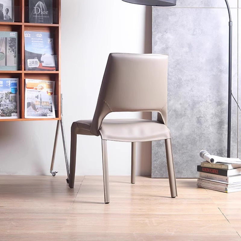 Leather-look high-back dining chair