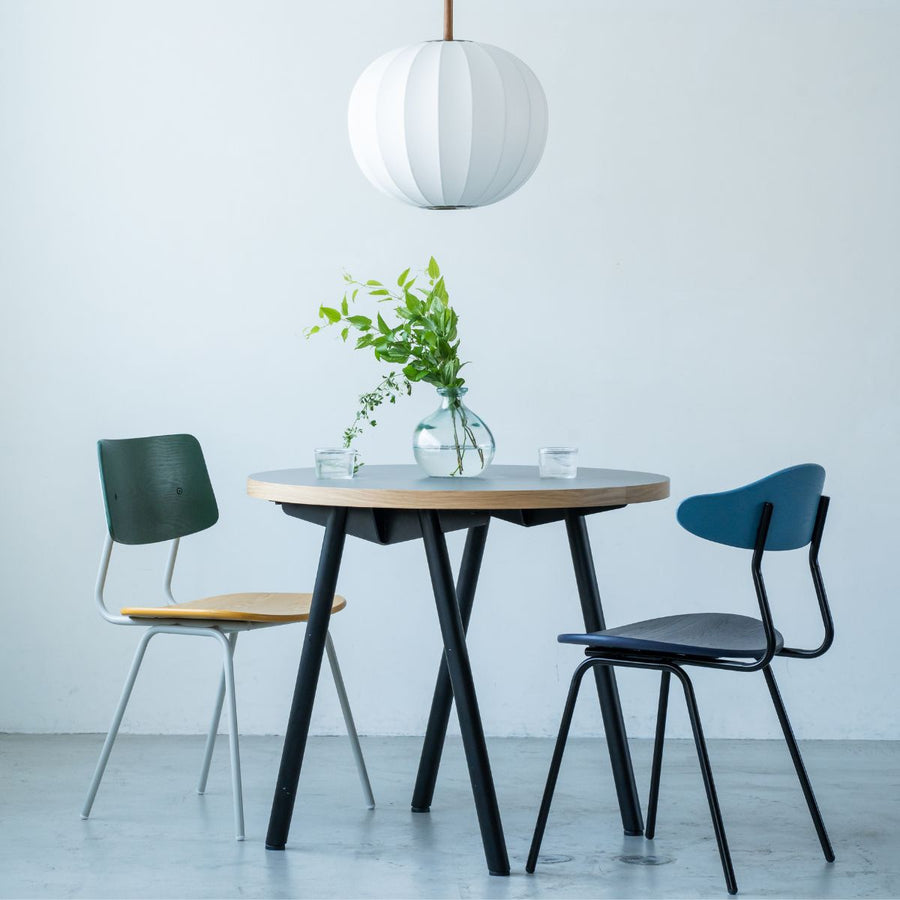 KUUM Round Table メラミン Gray 2人掛けダイニング セットB（3点セット)