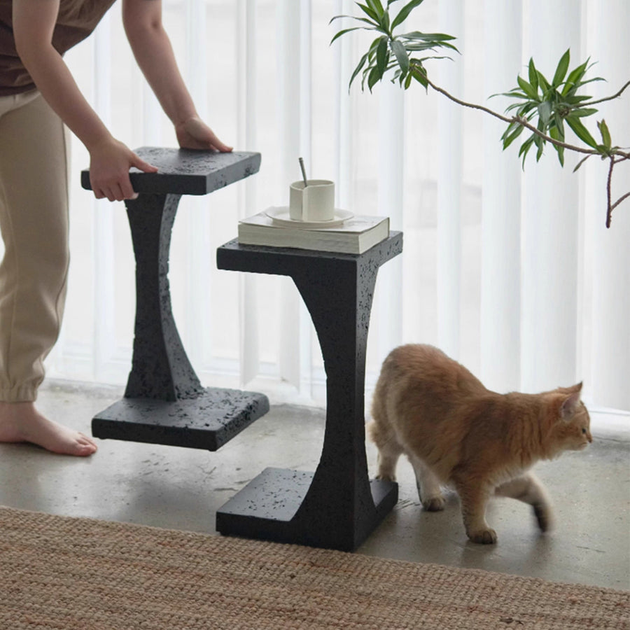 Drum-shaped side table