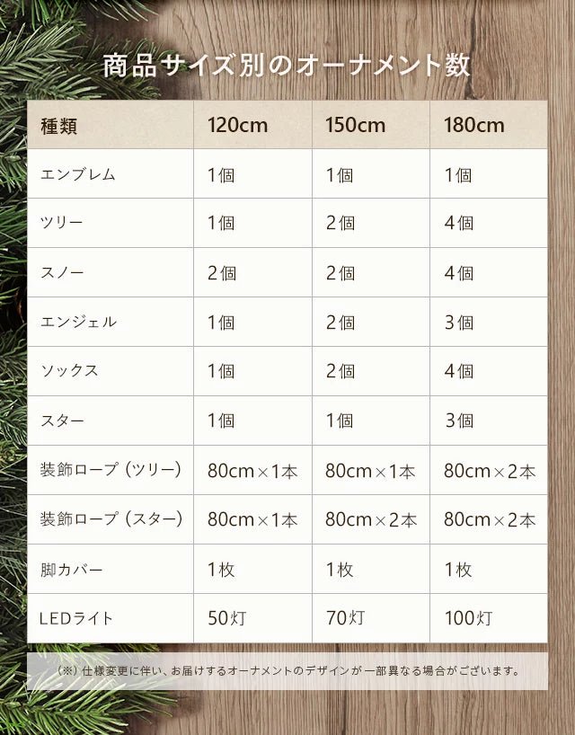 北欧風クリスマスツリー 150cm オーナメントセット