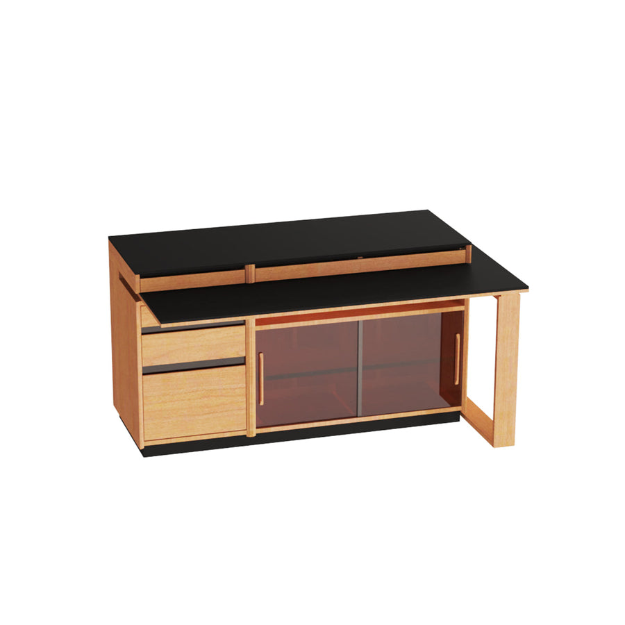 Cherry wood dining table with sideboard