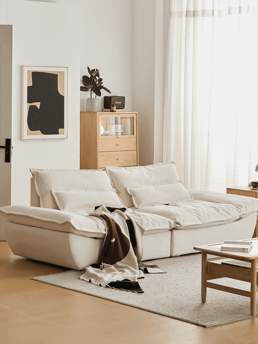 Scandinavian style wide cushion sofa