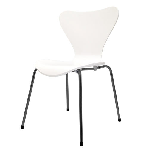 Modern wooden seat steel legs stackable dining seven chair