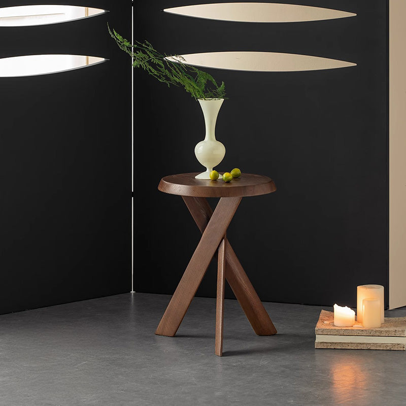 White ash wood bonfire-shaped wooden side table
