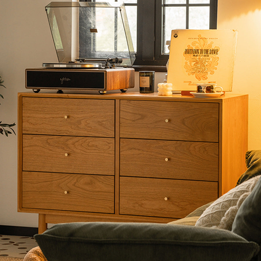 Wooden 6-compartment chest