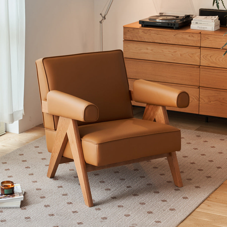 Wood Arm Square Sofa Chair