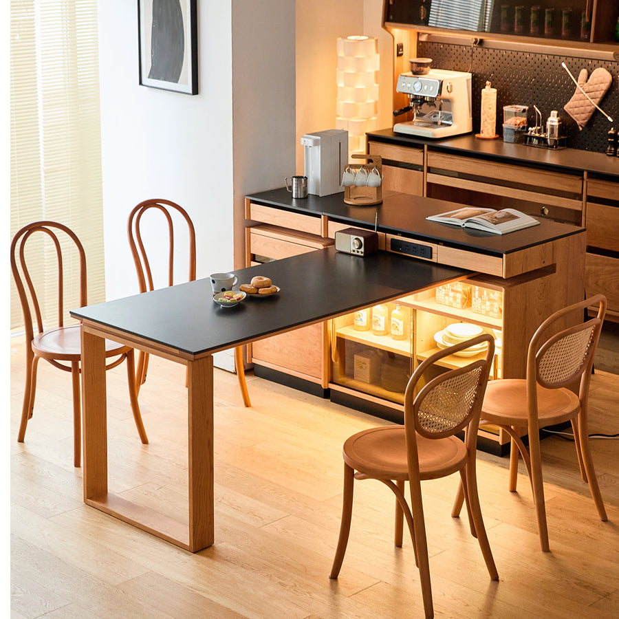 Cherry wood dining table with sideboard