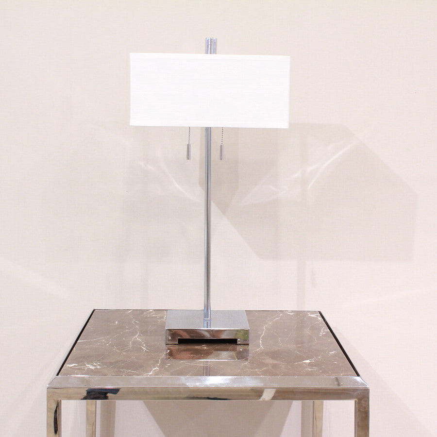 Simple white square shade table lamp