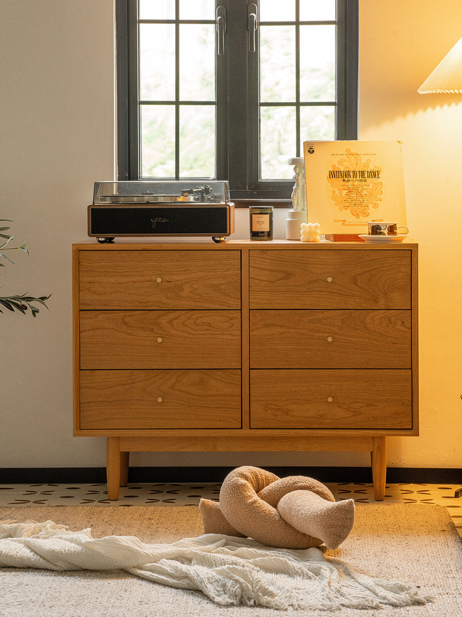Wooden 6-compartment chest