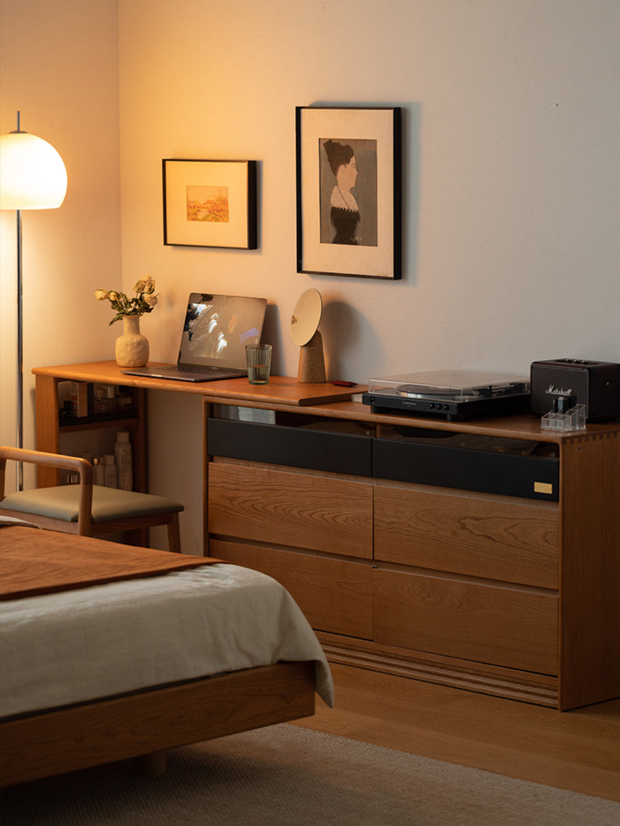Wooden extendable dresser with storage