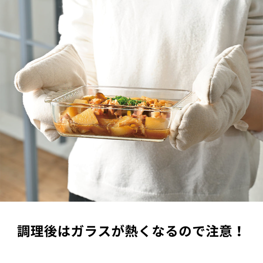 スタッキング耐熱ガラスコンテナ・スクエア 10個セット