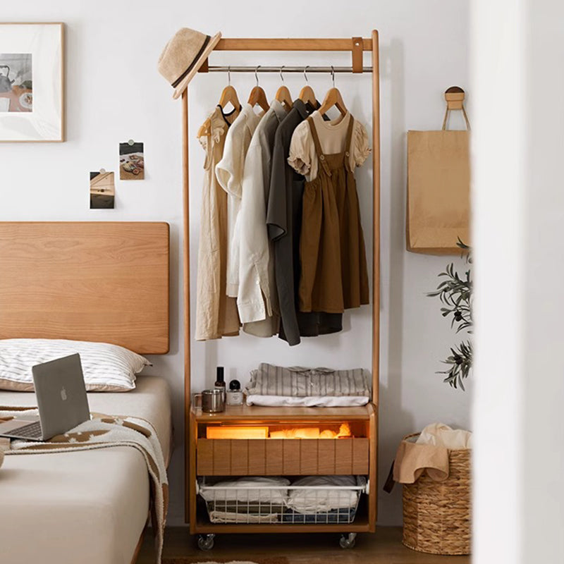 Cherry wood hanger rack with casters