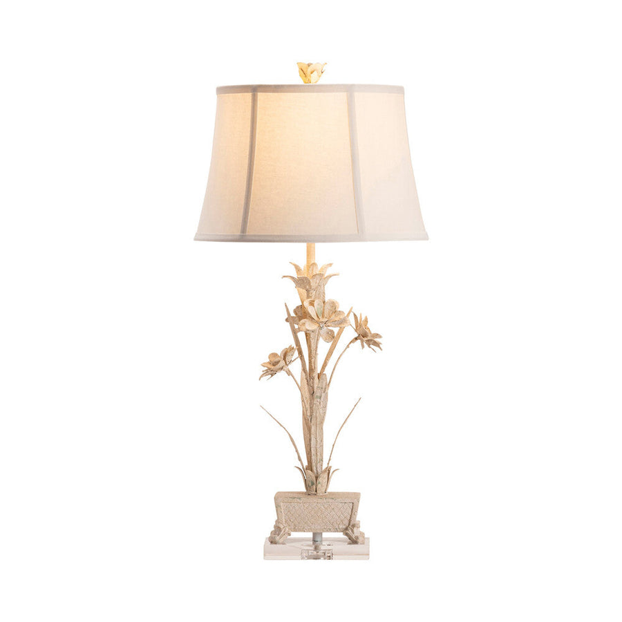 Antique style flower motif table lamp