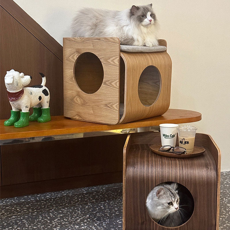 Wooden Dome Cat House Side Table
